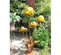 Fiore in vetro ruggine magia floreale120 cm giallo fiore in acciaio inox fior...