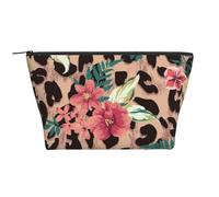 Fiore leopardo vintage stampato, Borsa da toilette Borsa per trucco Borsa per cosmetici Borsa da toilette da viaggio portatile