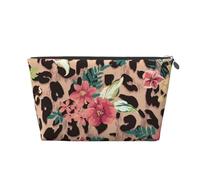 Fiore leopardo vintage stampato, Borsa da toilette Borsa per trucco Borsa per cosmetici Borsa da toilette da viaggio portatile