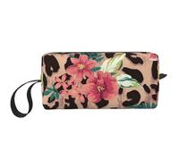 Fiore leopardo vintage stampato, Borsa per il trucco Borsa per cosmetici Borsa da toilette da viaggio portatile Borsa per trucco Organizer