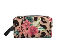 Fiore leopardo vintage stampato, Borsa per il trucco Borsa per cosmetici Borsa da viaggio portatile da viaggio Borsa per trucco Organizer