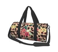 Fiore leopardo vintage stampato, Borsone da viaggio di grande capacità Borsa rotonda Borsa da viaggio sportiva Borsa da viaggio Borsa da fitness