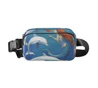 Fiore Lumaca su una roccia elegante Marsupio Marsupio per Donne Uomini Adolescenti Grande Capacità Sling Chest Bag, Sirena Delfini Subacquea, 1 size