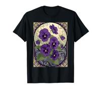 Fiore Nascita Febbraio Viola Fiori Stile Art Nouveau Maglietta
