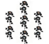 Fiore Occhio Halloween, Rosa Gotica Artificiale con Stelo Flessibile | Centro a occhio venato, petali grigi stratificati e foglie nere per vasi, feste e scenografie fotografiche(7-pce)