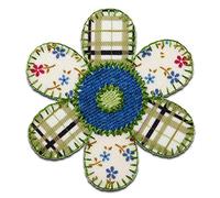 Fiore Patchwork fioritura - Toppe termoadesive Patch Toppa ricamate, misura: 6,3 x 5,7 cm