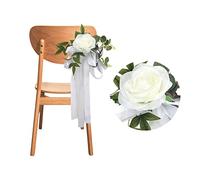 Fiore per schienale della sedia da sposa, fiore con fiocco per sedia, per chiesa, banchetto, fiore di seta, bouquet floreale per damigelle, cerimonie di nozze, ricevimento, decorazione per vivaio