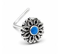Fiore perno al naso margherita smaltata blu 22 g (0,6 mm) piercing a perno...