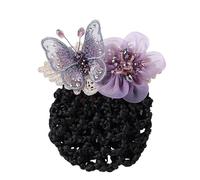 Fiore professionale testa fiore cintura femminile borsa a rete infermiera clip superiore assistente lavoro forcina for capelli set rete for capelli set for capelli(Purple net)