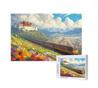 Fiore Puzzle 300 Pezzi, Puzzle Treno Pattern Design con Confezione Regalo, Fai da te Puzzles in Legno, Dimensione Di 40x28cm, Regalo Adulti Lntrattenimento Creativo, Collection Regali Decor,p396t