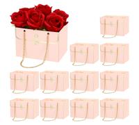 Fiore Regalo Scatola,12pz Carta Bouquet Fiore Regalo Borsa,Rosa