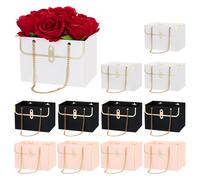 Fiore Regalo Scatola,12pz Carta Bouquet Fiore Regalo Borsa,Rosa Nero bianco