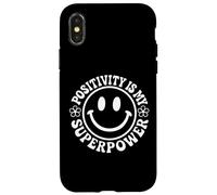 Fiore retrò Happy Face Smile «La positività è il mio superpotere» Custodia per iPhone X/XS