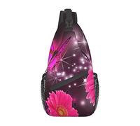 Fiore rosa Farfalla viola Hd Borsa a tracolla per pesce carpa rossa giapponese, zaino a tracolla Pettorale Causale Zaino a tracolla per donna Uomo Escursionismo Viaggio