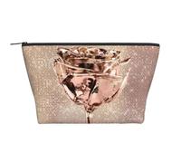 Fiore rosa rosa con paillettes scintillanti in rame dorato, Borsa da toilette Borsa per trucco Borsa per cosmetici Borsa da toilette da viaggio portatile