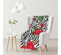 Fiore rosso animale zebra,Coperta morbida, calda, anti-pilling, in flanella, peluche, 76 x 102 cm