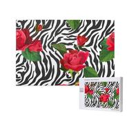 Fiore rosso animale zebra,Puzzle in legno da 1000 pezzi per famiglie, puzzle per adulti e adolescenti