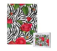 Fiore rosso animale zebra,Puzzle in legno da 500 pezzi per adulti e adolescenti
