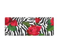 Fiore rosso animale zebra,Tappetino per mouse grande, da scrivania, per tastiera e computer, con base in gomma antiscivolo, 30 x 80 cm
