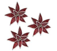 Fiore rosso e bianco grande cm 30 per addobbo decorazione albero di natale 3 pez