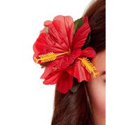 Fiore Rosso Hawaiano Capelli Clip Costume Tropicale Donna Accessorio