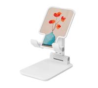 Fiore rosso in un vaso minimalista pieghevole supporto per telefono cellulare ad angolo regolabile altezza desktop portatile culla cellulare compatibile con tutti gli smartphone bianco