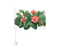 Fiore rosso tropicale bandiera auto finestra clip 30x45 cm doppio lato auto decorazione