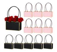 Fiore Scatola regalo,12pz Carta Bouquet Fiore Regalo Borsa,Oro Rosa & Oro Nero