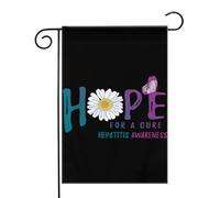 Fiore simbolo della speranza di una cura per l'epatite, simbolo di sensibilizzazione. Bandiere da Giardino 12,5x18 Pollici - Banner dai Colori Vivaci per Decorazioni Esterne di Giardini e Case - Idee