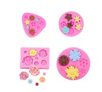 Fiore Stampi in Silicone,4 PCS Fondente Fiore Stampo 3D Stampi Fiori Stampo Fiori Decorativo Dolci Forma di Rose Fiore Stampo per Torta Gelatina Caramelle Zucchero Cioccolato Sapone Cera