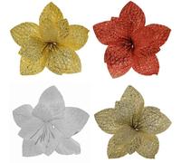 Fiore stella glitter per albero di natale addobbi decorazioni natalizi ornamento