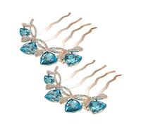 Fiore Strass Forchette per capelli da sposa in cristallo matrimonio pettine per capelli francese, accessorio per capelli per donne e ragazze, 2 pezzi