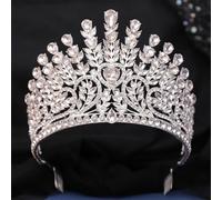 Fiore Strass Tiara Corona Per Le Donne Abito Da Sposa Regina Sposa Corona Accessori Per Capelli Argento Bianco