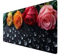 Fiore Tappetino Mouse Gaming xxl 700 x 300 mm, Tappetino Scrivania Rosso Con Bordi Cuciti, Presa Stabile su Superfici Lisce, Impermeabile Antiscivolo Mouse Pad per Gaming Accessori PC, Regalo i2-23B