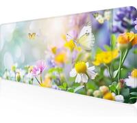 Fiore Tappetino Mouse XXL 1600x800x3mm, Tappetino Mouse Gaming Lavabile, Giallo con Bordi Cuciti, Fondo in Gomma Antiscivolo Resistente Tappeto Gaming per Lavoro Ufficio, Regalo Uomo PjY8350 G-B