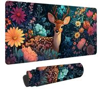 Fiore Tappetino Mouse XXL Gaming 800 x 400 mm 2025 Nuovo Cervo Tappetino Scrivania Impermeabile,Mousepad con Base in Gomma Antiscivolo,Migliora Precisione e Velocità per Gaming, Ufficio e PC,-dd1493