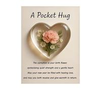 Fiore tascabile abbraccio, dodici tipi di gettoni floreali, mini ricordo a forma di cuore con biglietto di benedizione per incoraggiamento e supporto emotivo, San Valentino, festa della mamma