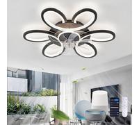 Fiore Ventilatore Da Soffitto Con Luce E Telecomando, Lampadario Ventilatore Silenzioso LED Dimmerabile , Plafoniera Con Ventilatore 6 Velocità DC Compatibile con Alexa Per Camera Da Letto, Nero