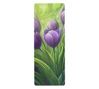 Fiore verde Viole Fiori Primavera sottile tappetino yoga per le donne stampato, antiscivolo, asciugamano yoga con borsa tapete para ejercicio 180,3 x 66 cm