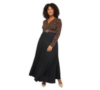 FIORELLA RUBINO: Vestito Lungo Animalier Plissé Nero. S Stagione Autunno Inverno 2024