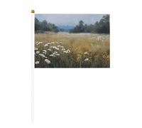 Fiorellini bianchi, margherite gialle, piccole bandiere tenute in mano, mini bandiere su bastone per feste, attività di squadra, sfilate, decorazione per vacanze, confezione da 10