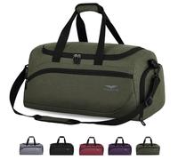 FIORETTO 35L Borsone Palestra Borsone da Palestra Sportivo da Donna e Uomo con Scomparto per Scarpe, Borsone da Viaggio per il Fine Settimana, Borsone da Notte per Donna Verde Militare