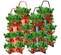 Fiorgola di fragole di fragole sospesa, 4 pezzi 8 fori che impiccano fioriera fragole, borse traspirabili per coltivare alla fragola, 23,6x9,8 fioriera da parete da esterno per erbe da giardino fiori
