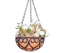 Fiorgola Di Resina - Baske D'arte Da Parete All'aperto | Bangamenti Da 10 Pollici | Cestini Di Fiori Di Filo | Porta Della Pianta Rotonda Con Fodera Da Noci, Cesto Di Fioriere Di Ferro, Vaso Di Fiori