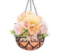 Fiorgola Di Resina - Baske D'arte Da Parete All'aperto | Bangamenti Da 10 Pollici | Cestini Di Fiori Di Filo | Porta Della Pianta Rotonda Con Fodera Da Noci, Cesto Di Fioriere Di Ferro, Vaso Di Fiori