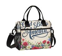 Fiori 4 luglio Giorno dell'Indipendenza Borsa per il pranzo colorata per le donne con tracolla robusta Mens Lunchbox per il lavoro per la scuola loncheras para Mujer