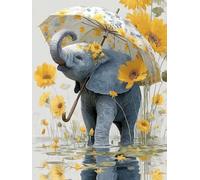 Fiori 5D Diamond Painting Kit Elefante Bambino Diamond Painting Adulti, Quadri con Perline Passatempo per Adulti, Mosaico Diamantini Crystal Art per Pittura Kit, Decorazioni, Regalo 35x50 cm -TL807W