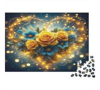 Fiori a forma di cuore Rompicapo 1000 Pezzi In cartone Extra Spesso, Un Classico Puzzle A Pezzi Per Pace Interiore, Ideale Per Sfida Personale, Regalo Di Compleanno Originale 52x38cm/1000pcs