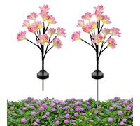 Fiori a luce solare per esterni,Fiori ad energia solare per esterni,Luci decorative per percorso del patio da 2 pezzi - 24 fiori di camelia in illuminano l'esterno, luci decorative che cambia