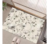 Fiori Acquerello Zerbino Trappola Sporco, Tappetino Antiscivolo Lavabile In Lavatrice, Design Semplice, Zerbino D'Ingresso Soft Comfortable Per Ingresso, Port, 60 X 90 Cm Grigio Chiaro